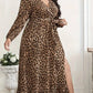 Plus Size Leopard Print Surplice Maxi Dress - DAVERRI FASHIONS