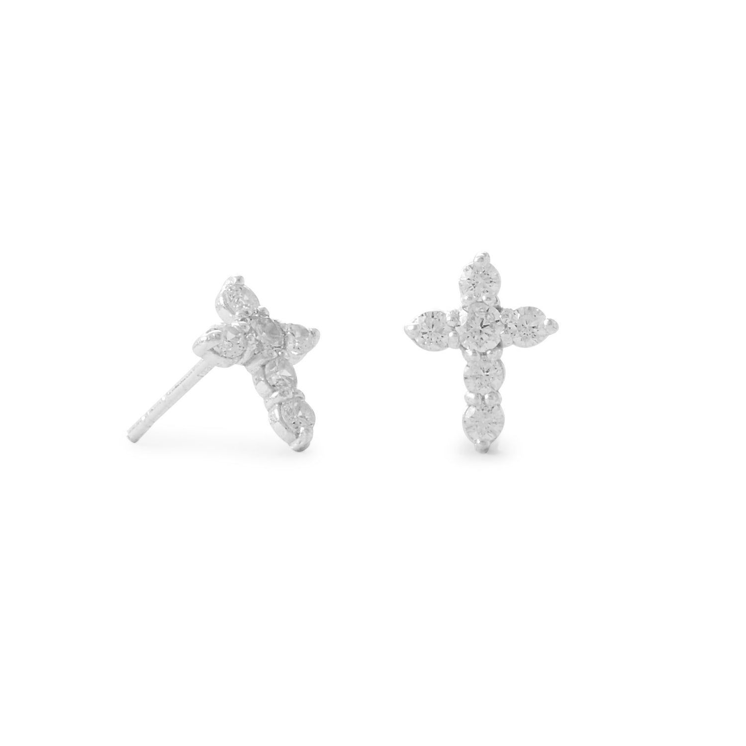 Small CZ Cross Stud Earrings Default Title Earrings