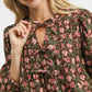 Umgee Floral Tie-Neck Babydoll Dress