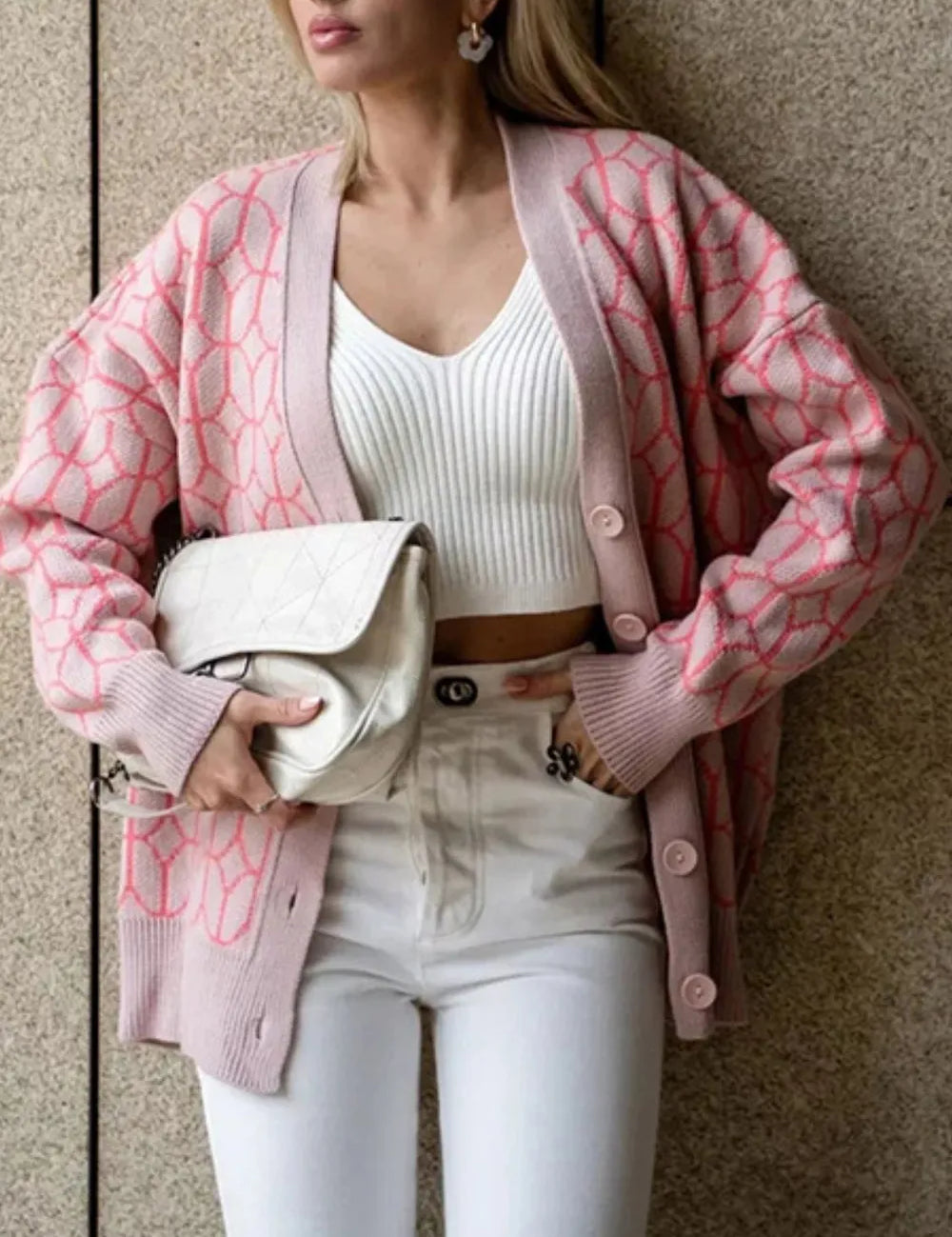 Dusty Pink One Size Button Up Long Sleeve Cardigan | Cardigans Daverri Fashions