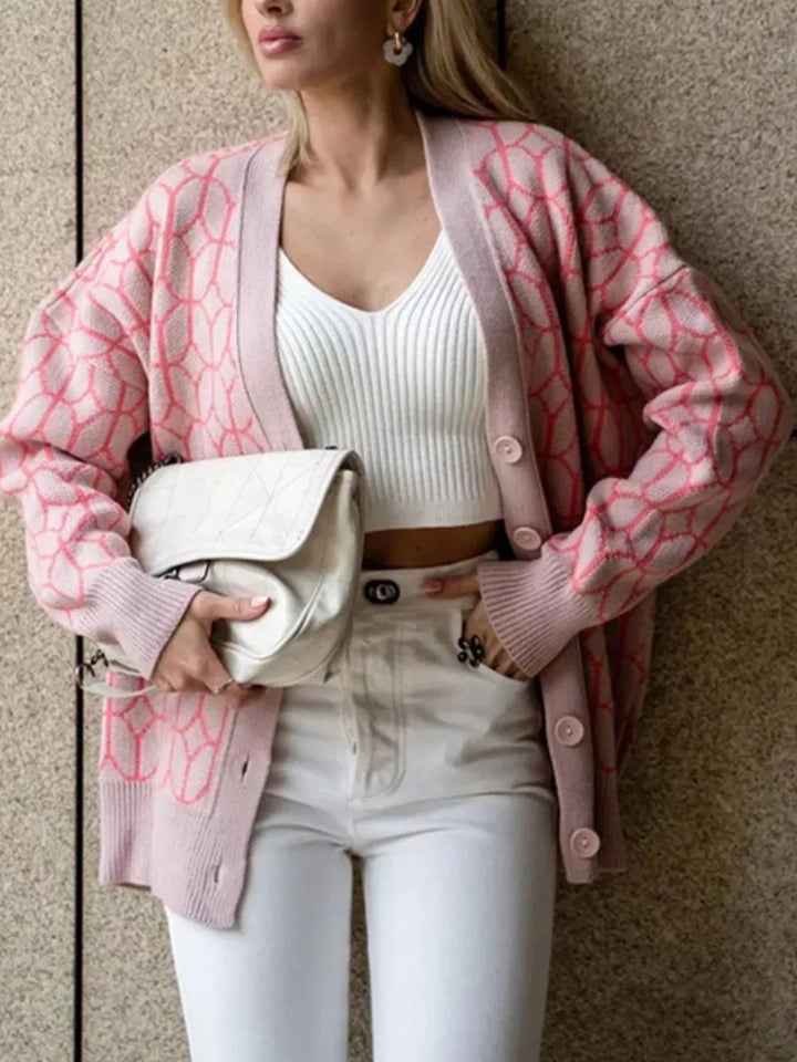 Dusty Pink One Size Button Up Long Sleeve Cardigan | Cardigans Daverri Fashions