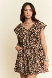Davi & Dani Animal Printed Velvet Ribbon Mini Dress | Mini Dresses Daverri Fashions