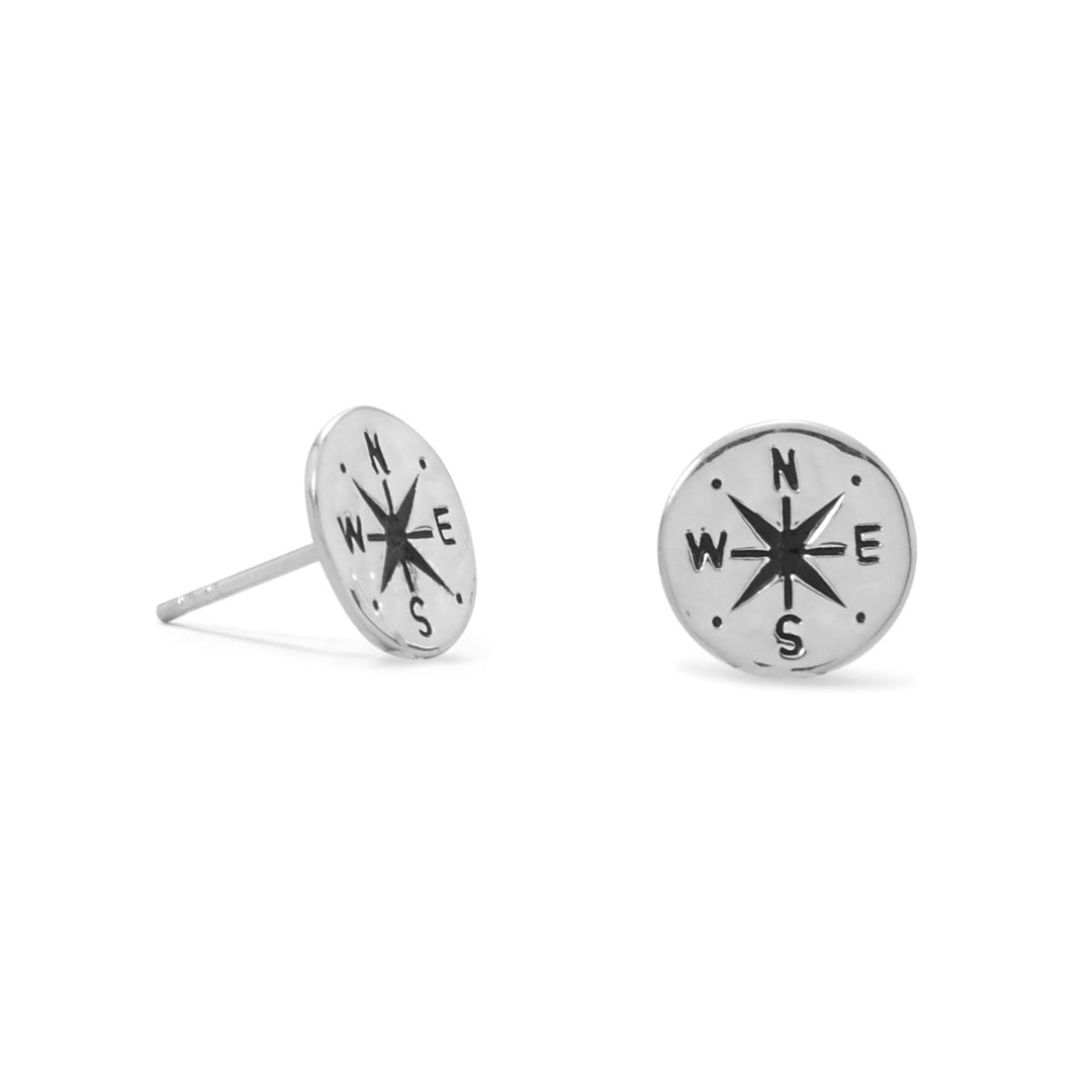 Keep It Moving! Hammered Compass Stud Earrings Default Title Earrings