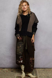 POL Color Block Waffle Knit Raw Hem Sweatshirt | Sweatshirts Daverri Fashions