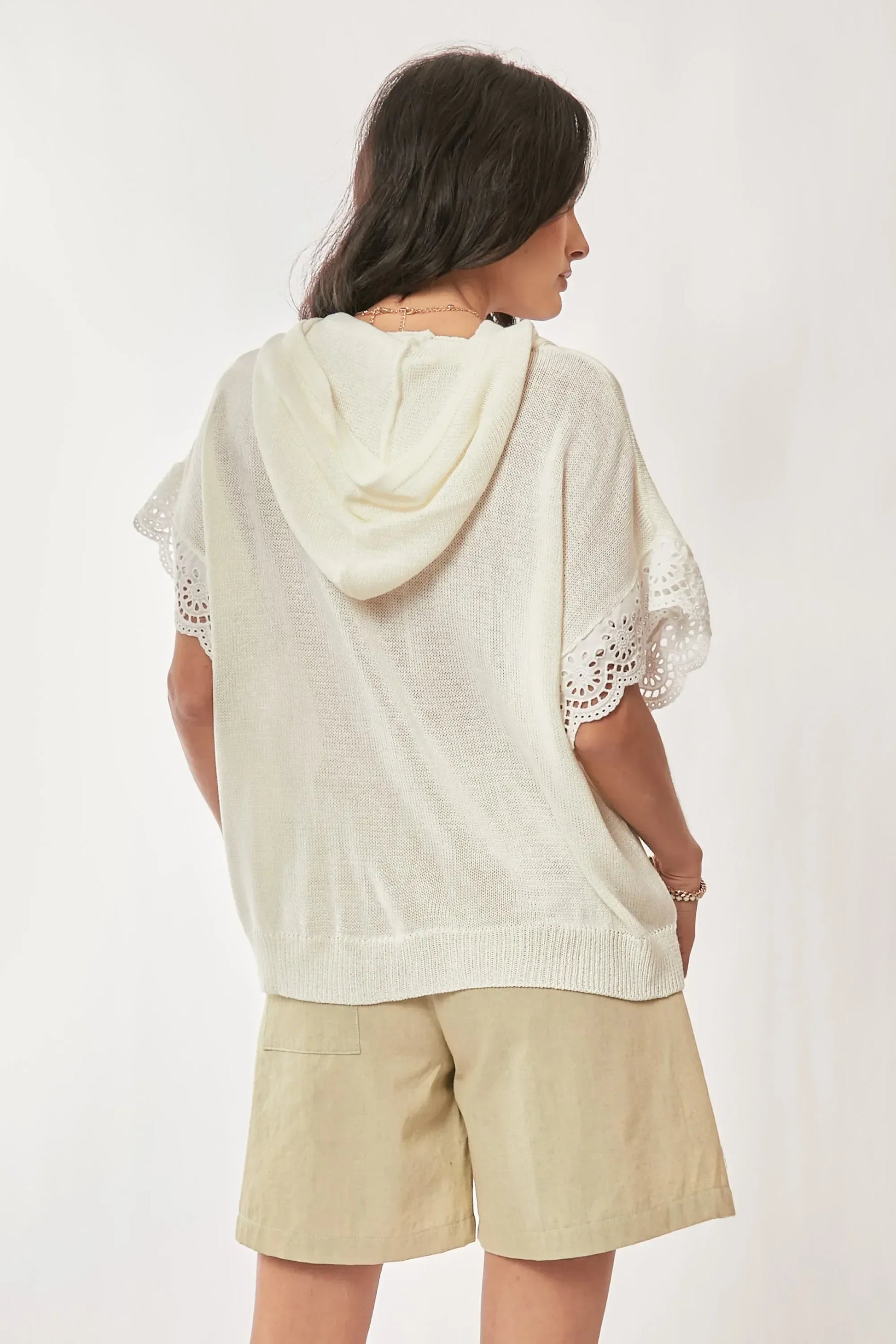 Davi & Dani American Flag Loose Fit Lace Sleeve Hoodie Top - DAVERRI FASHIONS