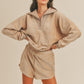 MABLE Corduroy Half Zip Top and Shorts Set Taupe