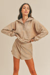MABLE Corduroy Half Zip Top and Shorts Set - DAVERRI FASHIONS