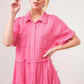 And The Why Full Size Raw Edge Washed Tiered Shirt Dress - DAVERRI FASHIONS
