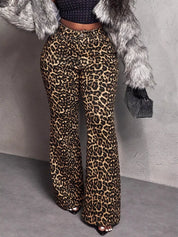 Brown S Leopard Wide Leg Pants | Pants Daverri Fashions
