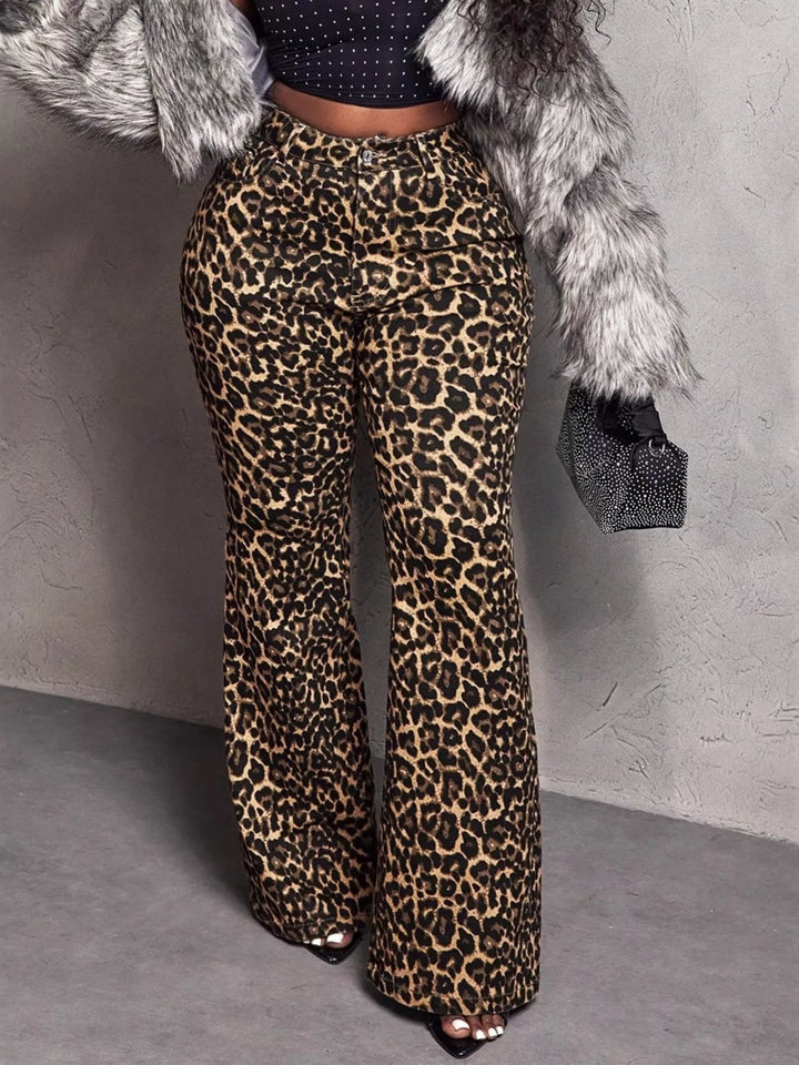 Brown Leopard Wide Leg Pants | Pants Daverri Fashions