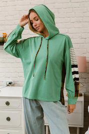 BiBi Plaid With Stripes Mix Match French Terry Hoodie | Hoodies Daverri Fashions