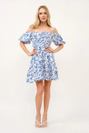 And The Why Off Shoulder Bubble Sleeve Dress | Mini Dresses Daverri Fashions