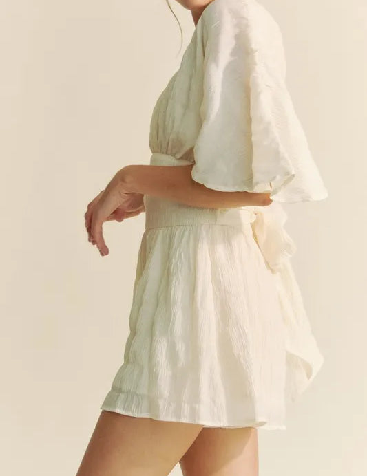 Davi & Dani Batwing Sleeve Waist Belt Romper | Rompers Daverri Fashions