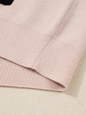 Pearl Embellished Bow Pattern Loose Sweater | Sweaters Daverri Fashions