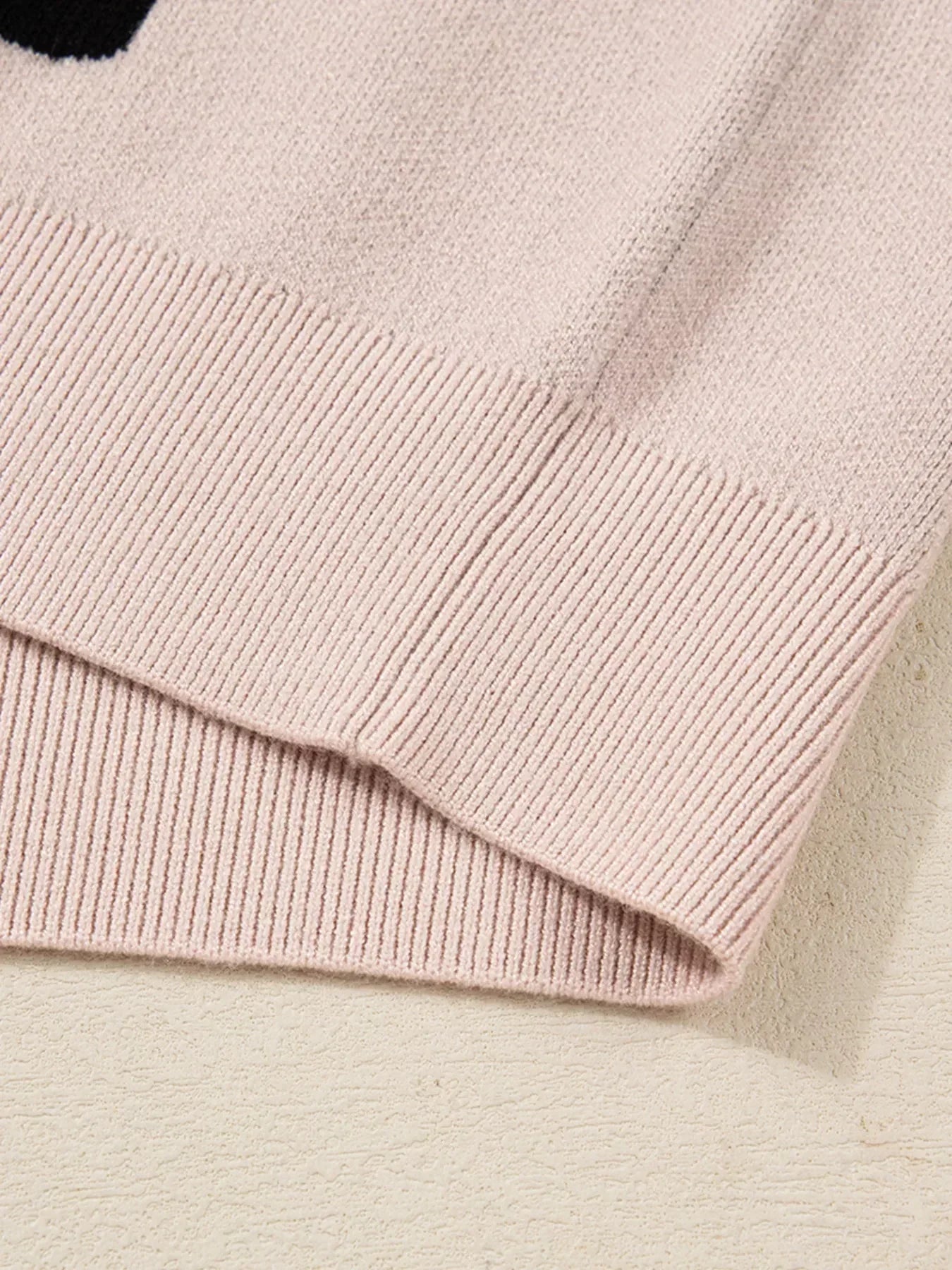 Pearl Embellished Bow Pattern Loose Sweater Dust Storm - DAVERRI FASHIONS