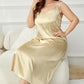 Shimmering gold plus size tie-shoulder midi night dress