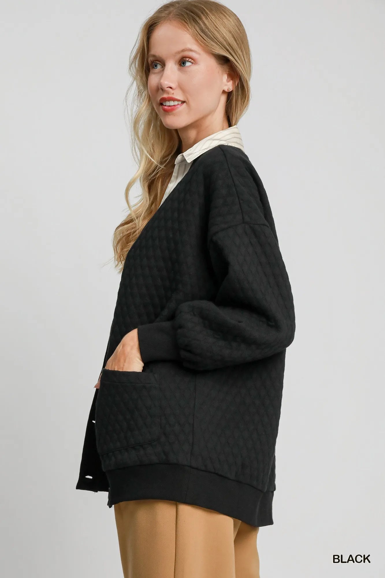 Umgee Button-Up Jacquard Cardigan Cardigans