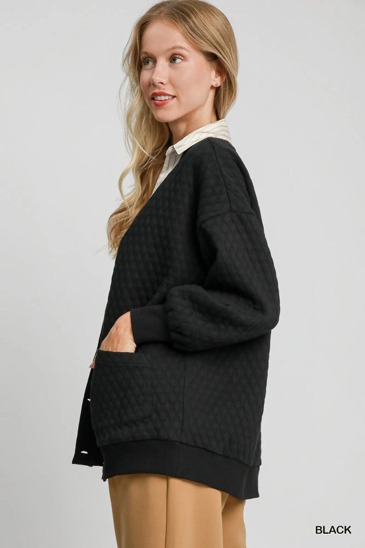 Umgee Button-Up Jacquard Cardigan Cardigans