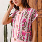 SO ME Button Front Floral and Stripe Knitted Sweater Vest