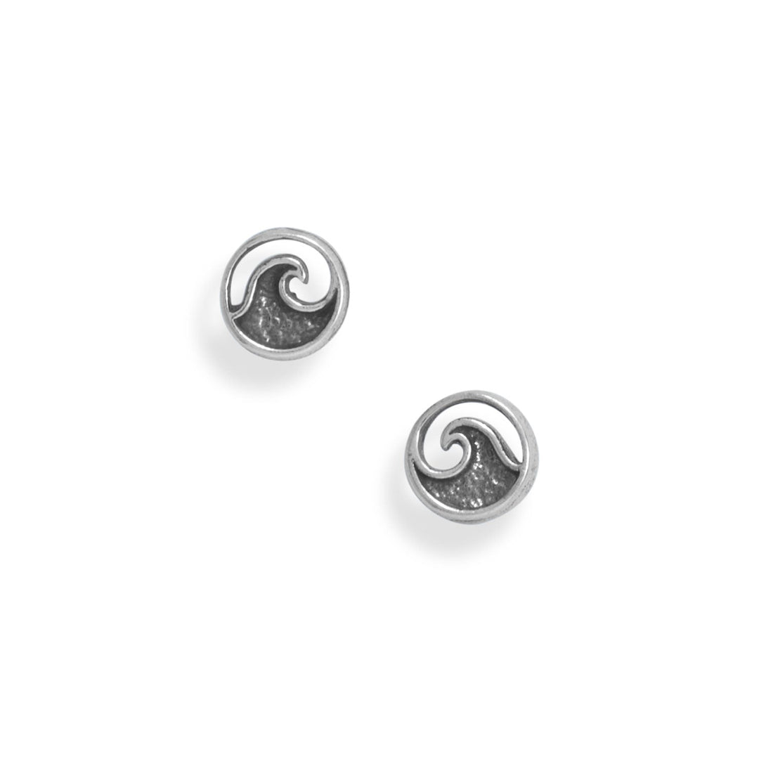 Oxidized Wave Outline Stud Earrings Default Title Earrings