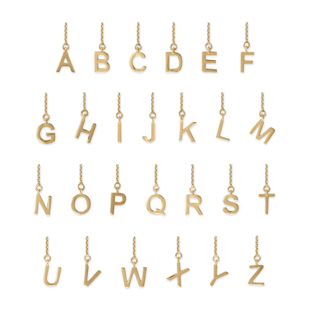 14 Karat Gold Plated Initial Threader Earrings (-Z) Earrings