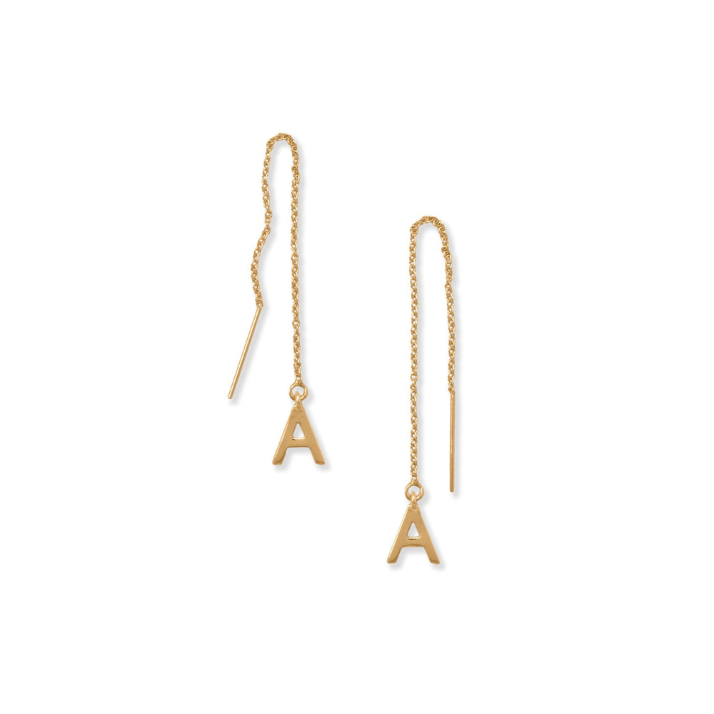 14 Karat Gold Plated Initial Threader Earrings (-Z) Earrings