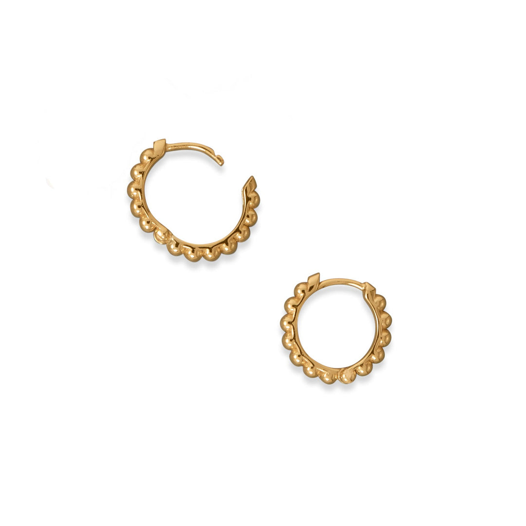 14 Karat Gold Plated Beaded Click Hoop Earrings Default Title Earrings