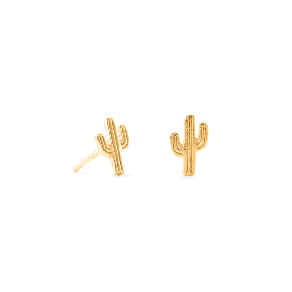 14 Karat Gold Plated Small Saguaro Cactus Stud Earrings Default Title Earrings