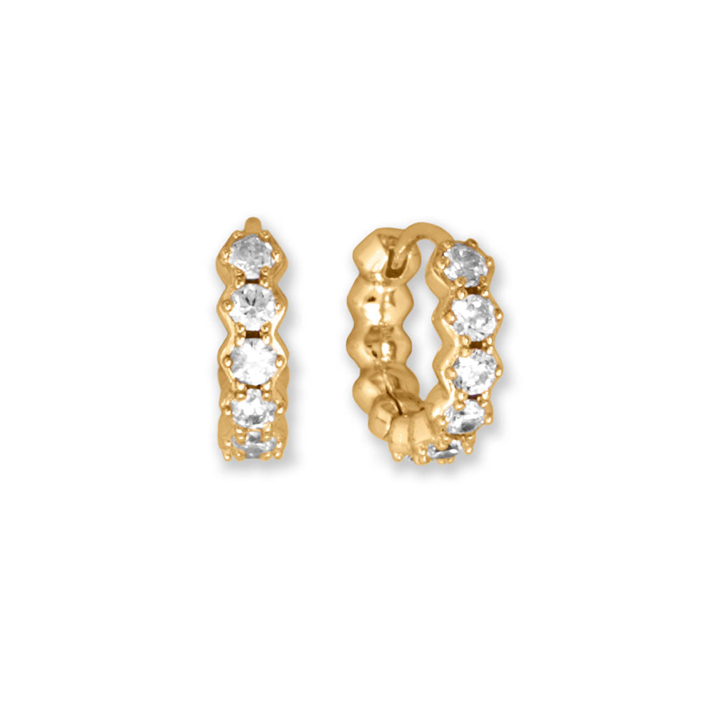 14 Karat Gold Plated 10mm CZ Hoop Earrings Default Title Earrings