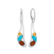 Oblong Multi Color Amber and Turquoise Lever Earrings Default Title Earrings