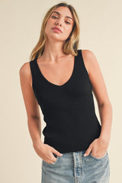 Aemi + Co Ribbed Wide Strap Knit Tank