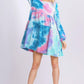 Tie Dye Round Neck Long Sleeve Babydoll Tiered Dress Babydoll Dresses
