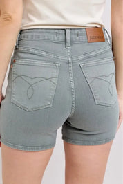 Judy Blue Full Size Hw Garment Dyed & Back Pkt Embroidery Shorts Plus Size | Daverri Fashions