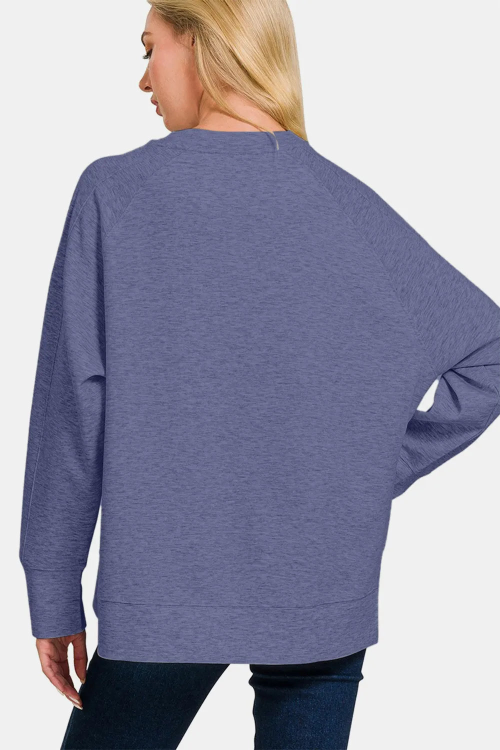 Zenana Scuba Round Neck Side Slit Sweatshirt Sweatshirts