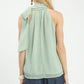 Mint Umgee halter tie neck chiffon top in sheer textured fabric