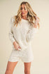 Aemi + Co Round Neck Drop Shoulder Knit Top White L Tops