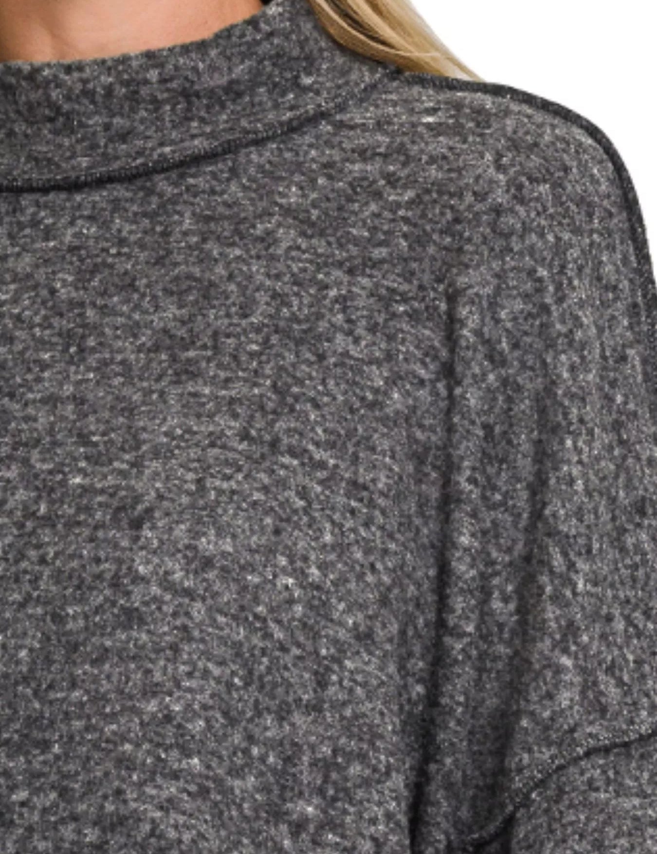 Zenana Brushed Melange Hacci Cropped Sweater | Daverri Fashions