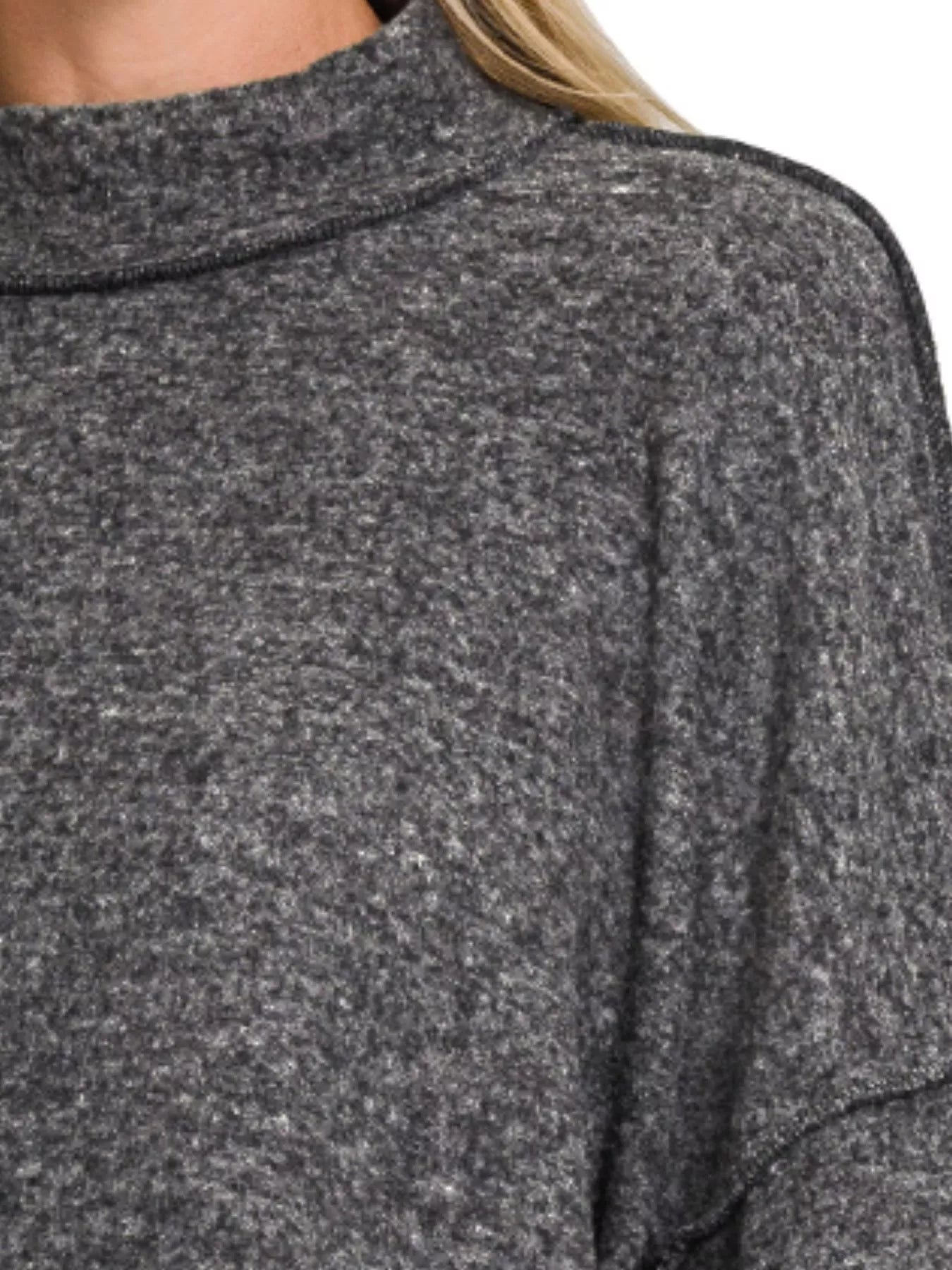 Zenana Brushed Melange Hacci Cropped Sweater | Daverri Fashions