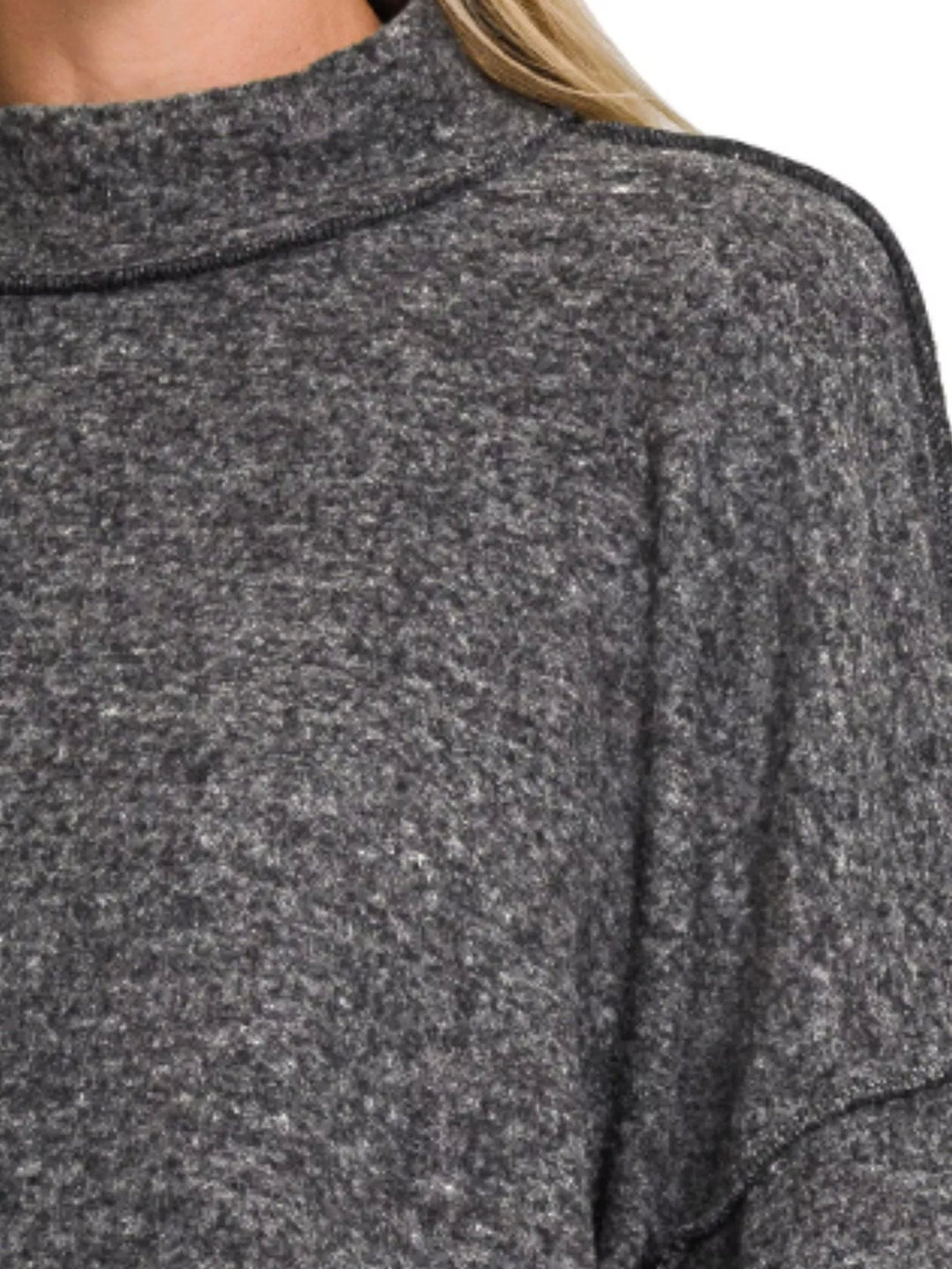 Zenana Brushed Melange Hacci Cropped Sweater | Daverri Fashions