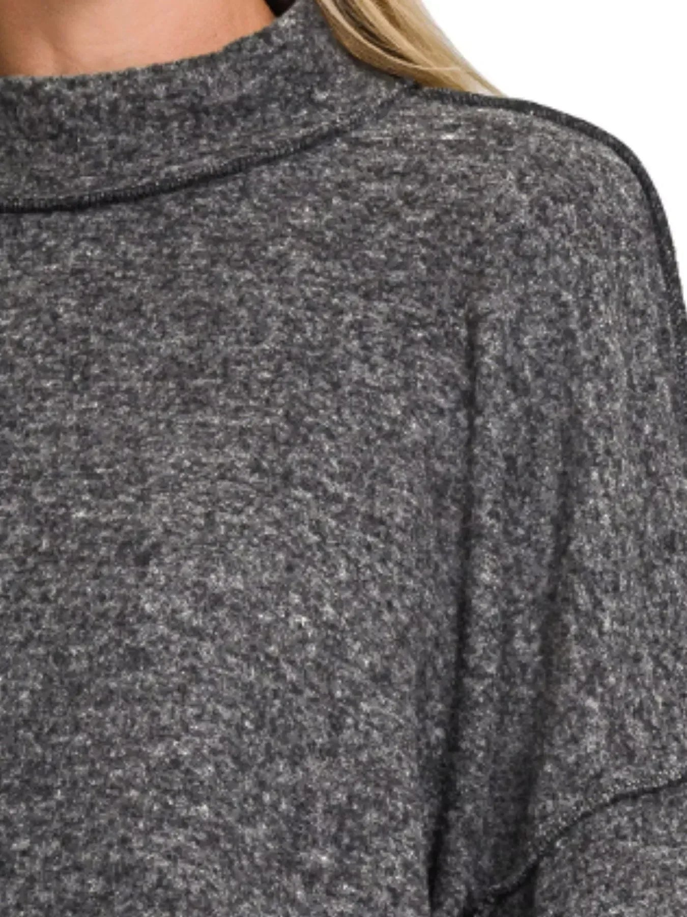 Zenana Brushed Melange Hacci Cropped Sweater - DAVERRI FASHIONS