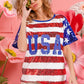 BiBi American Flag Theme USA Lettering Sequin Top Tops