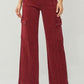 RISEN Full Size High Rise Wide Leg Cargo Jeans Wine