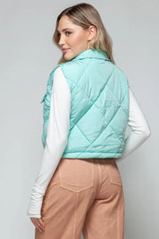 Snobbish Snap Down Quilted Crop Vest | Vest Jackets Daverri Fashions