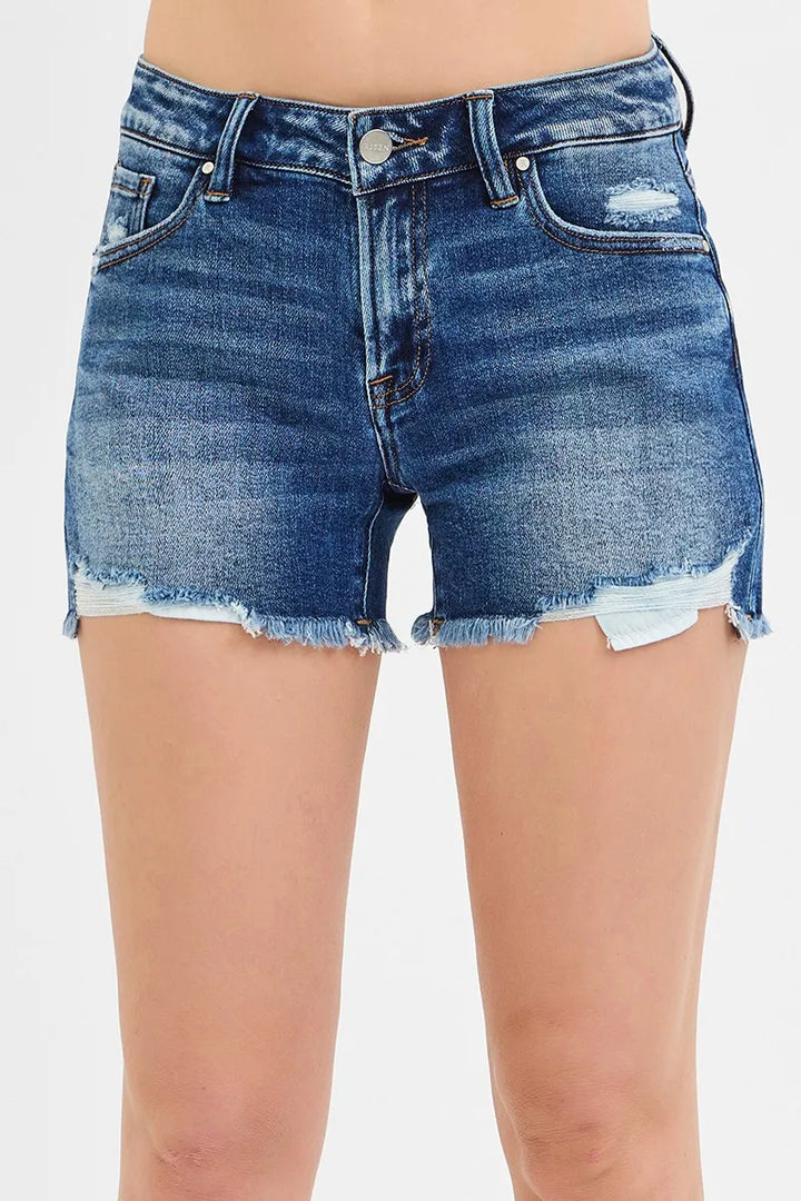 RISEN Low Rise Pikaboo Lining Shorts DARK Denim Shorts
