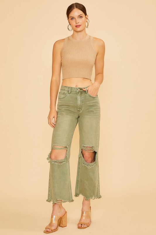 Annie Wear Distressed Raw Hem Jeans