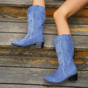 Point Toe Block Heels Boots | Boots Daverri Fashions