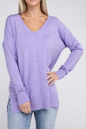 Garment Dyed Front Seam Zenana Sweater Tops