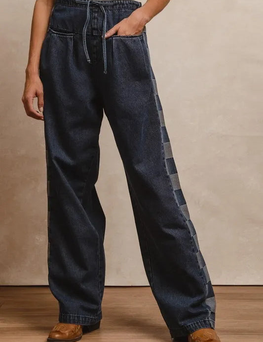 DENIM L BiBi Washed Denim Mix And Match Long Pants | Pants Daverri Fashions