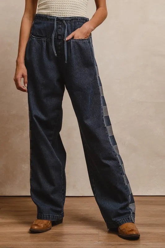 DENIM BiBi Washed Denim Mix And Match Long Pants | Pants Daverri Fashions