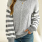 Striped Round Neck Dropped Shoulder Sweater - DAVERRI FASHIONS